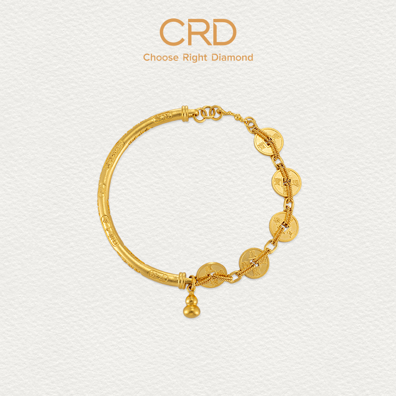 CRD克徕帝五帝币吉言半镯黄金半镯手链足金999手镯三金五金女生