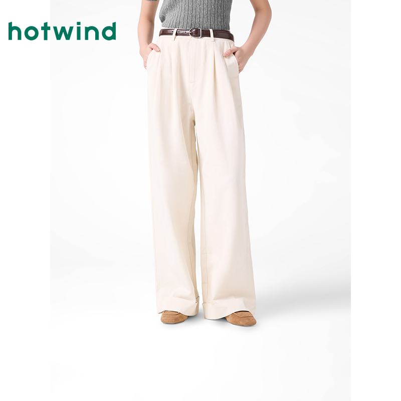 热风阔腿裤2025年春季新款通勤时尚显瘦直筒韩系女士裤F04W25102