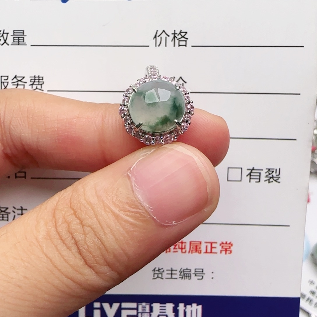 翡翠戒指银S925镶嵌戒指