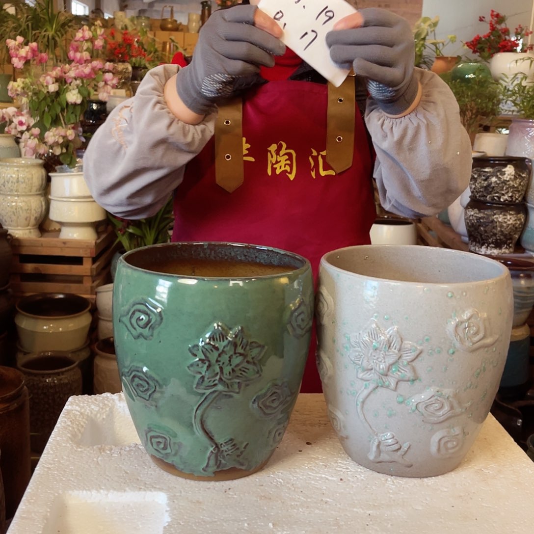 紫砂花盆高度19口径17