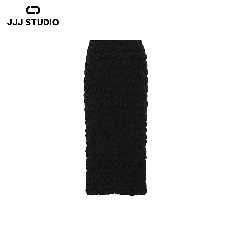 JJJ STUDIO 黑色半身裙女气质时尚百搭轻奢包臀裙女 JLWFR1Q168-1
