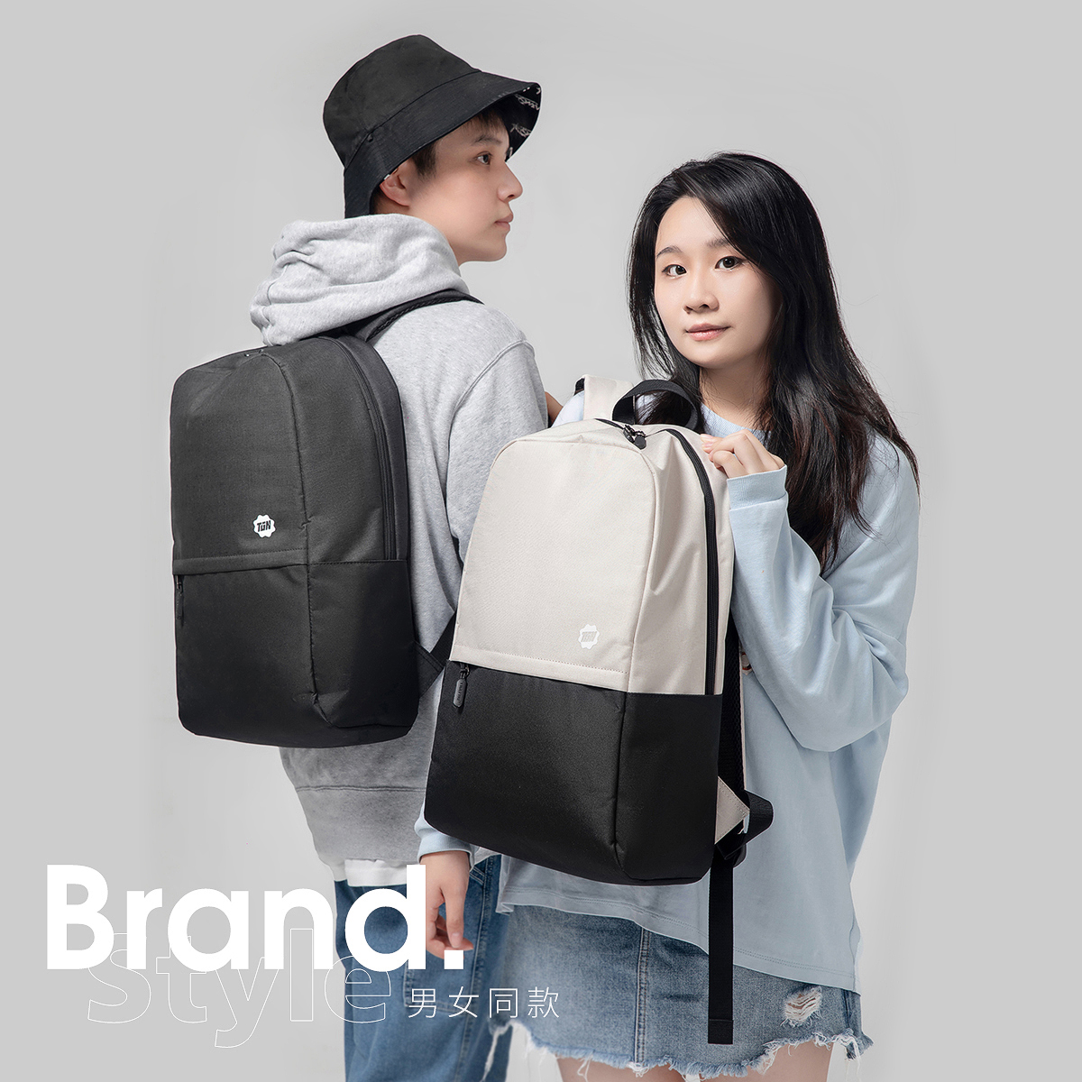 都市简约透气双肩纯色超轻男女书包日系潮流多功能时尚百搭休闲