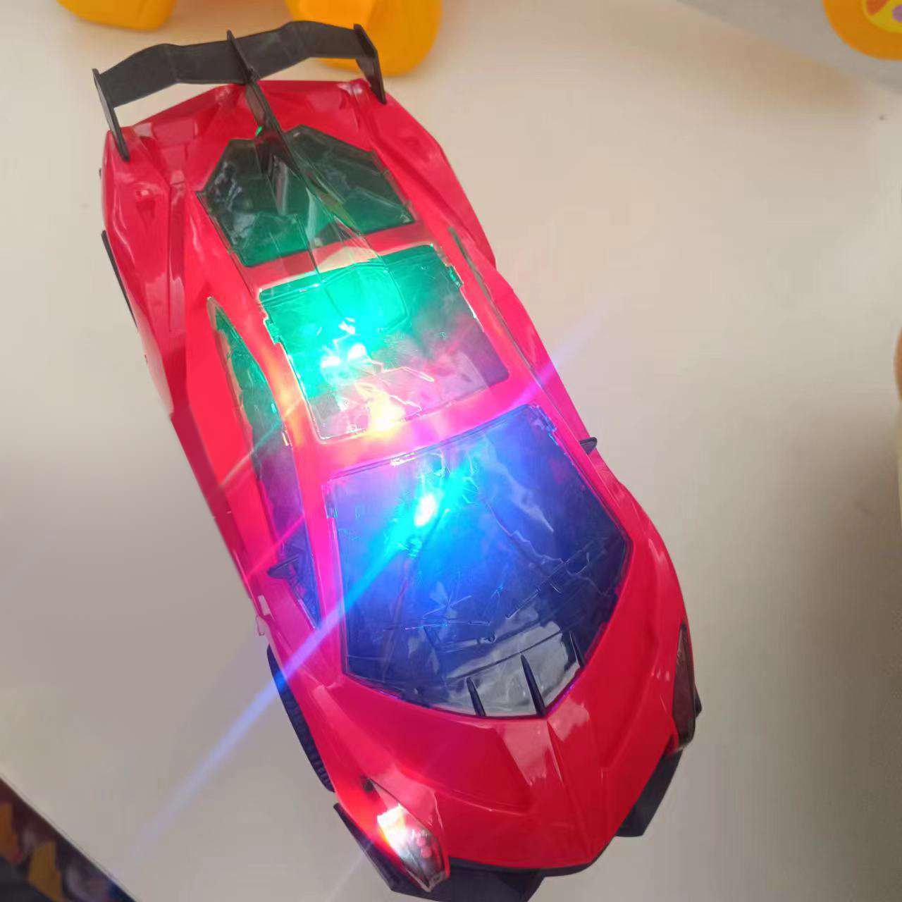 大号炫酷3D七彩灯光电动万向跑车玩具（自备电池）