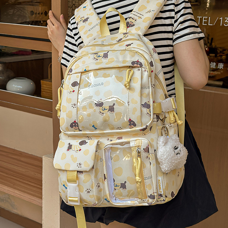 初中生书包女可爱ins风腊肠狗双肩包高颜值大容量小学生女生背包