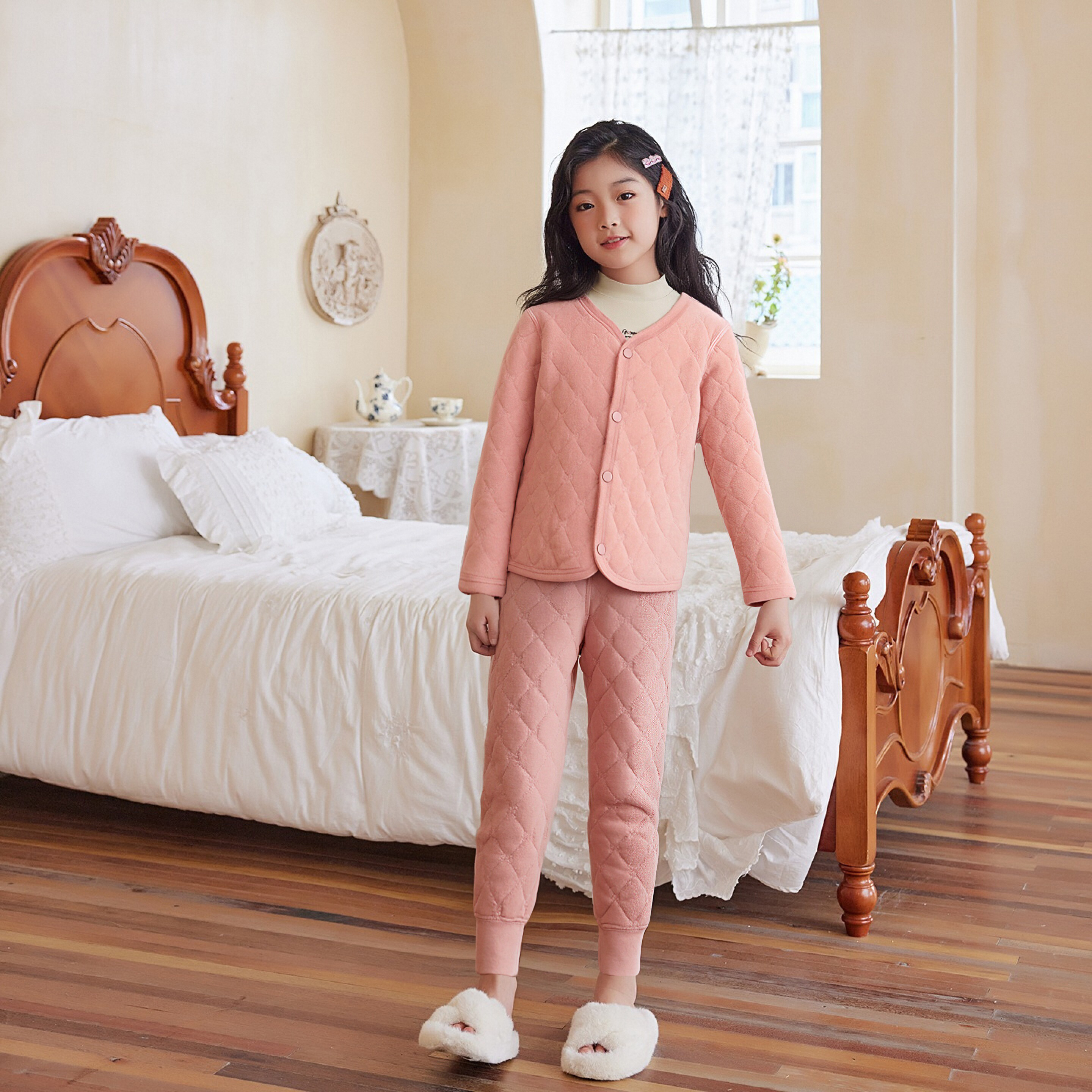 A9335女童棉服冬装儿童内胆加绒加厚大童保暖棉袄外套校服神器