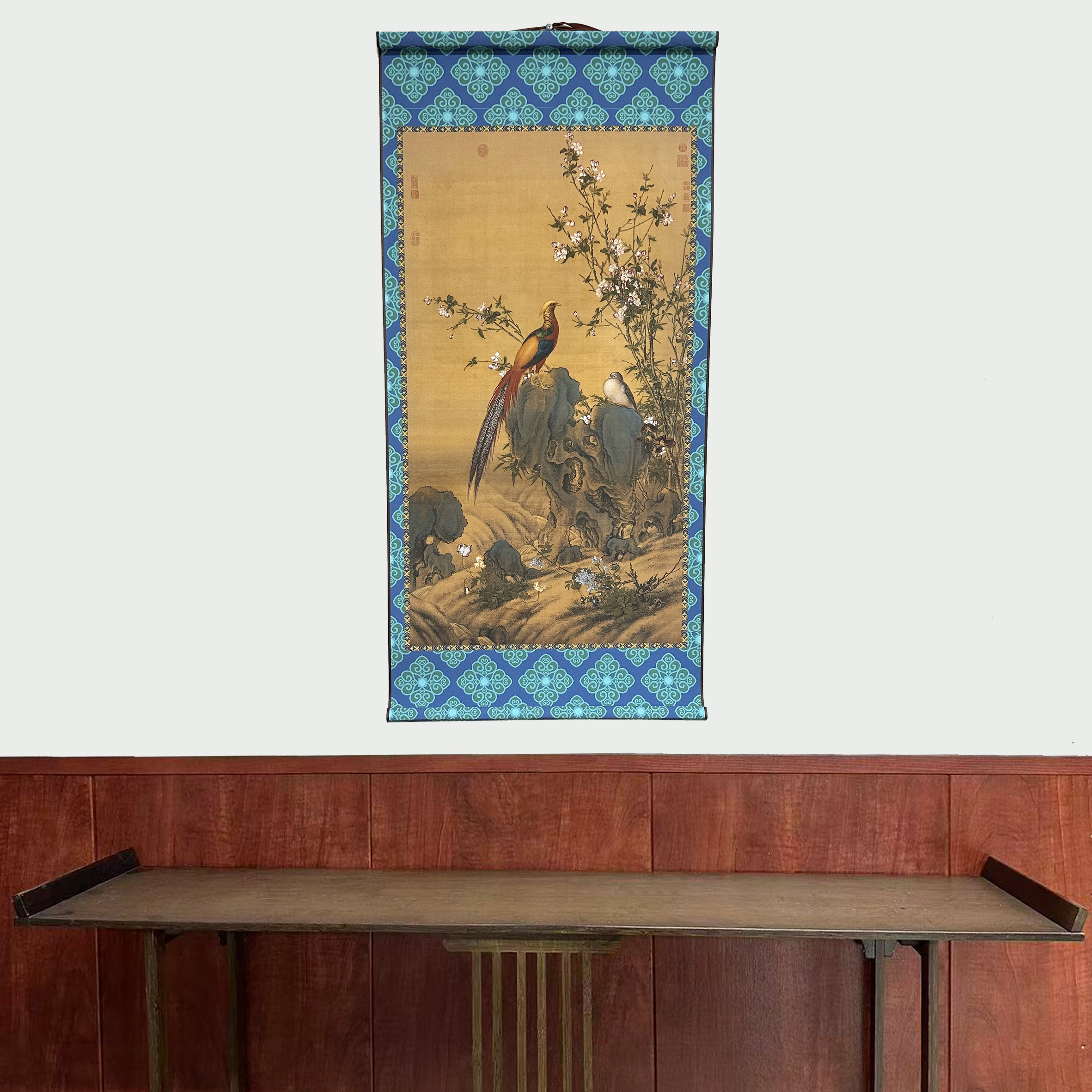 【锦春富贵图】净尺寸40X85cm简约风格挂轴装饰画