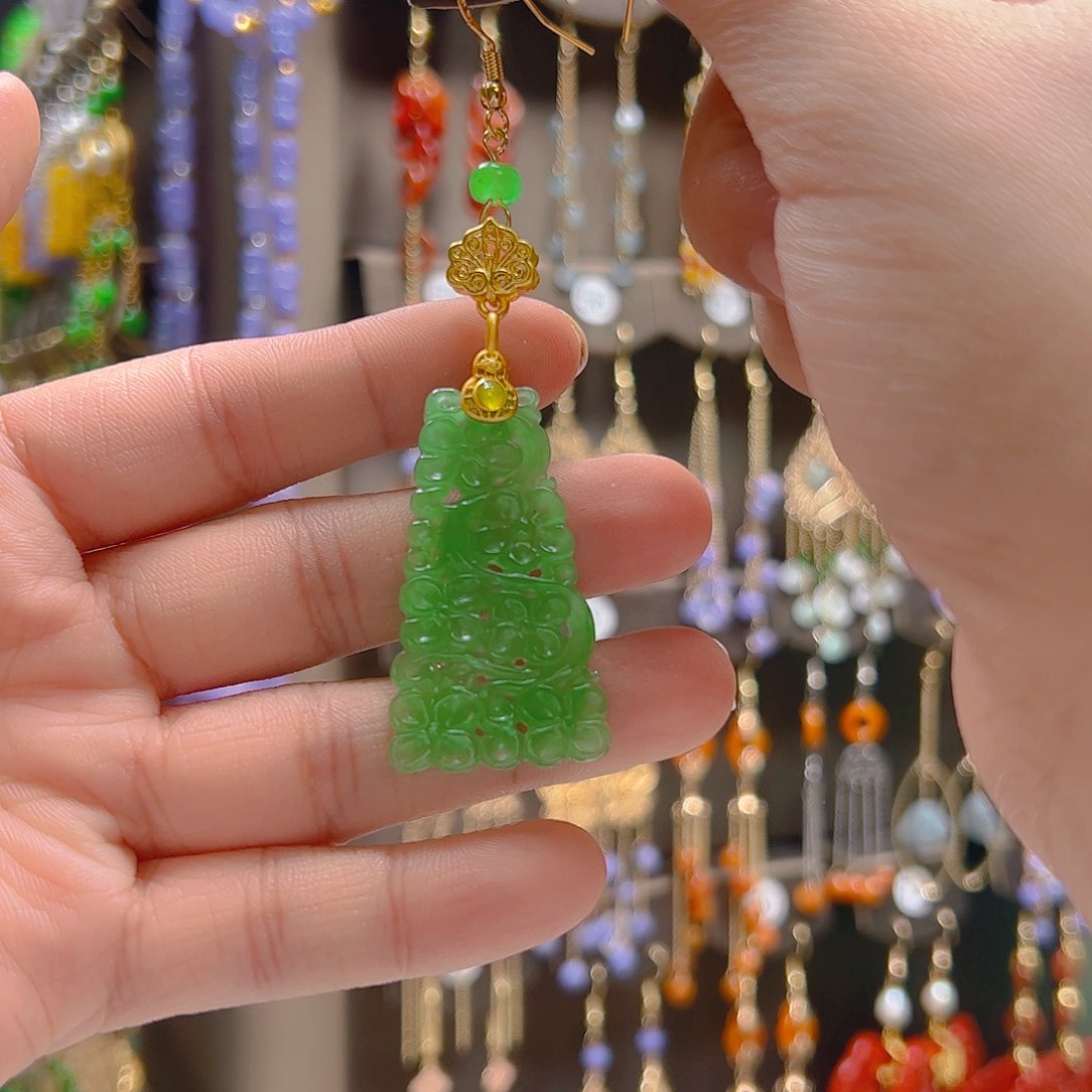 翡翠合金耳坠半**雅翡翠