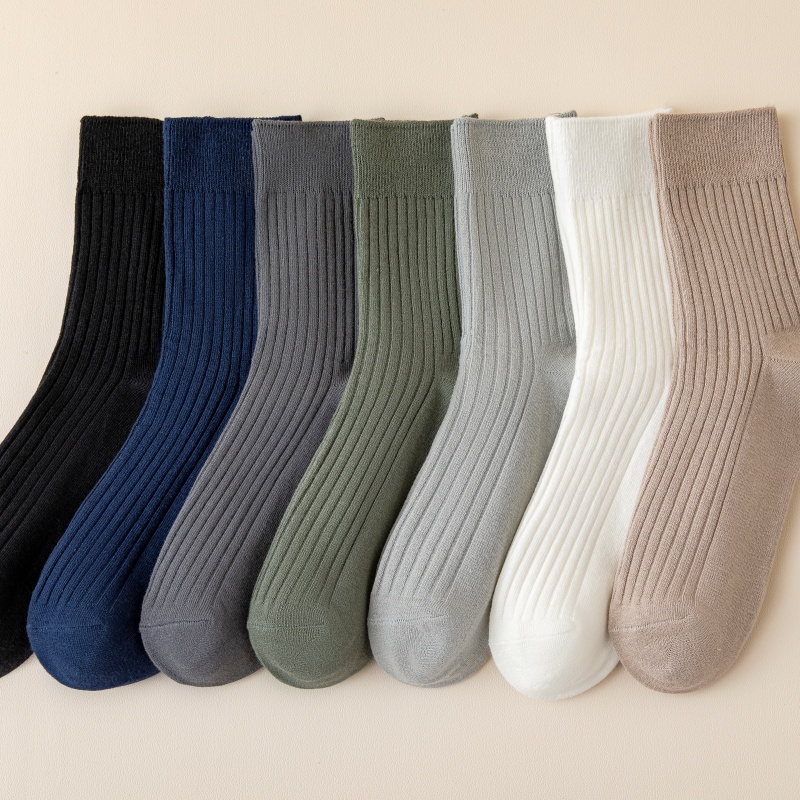 袜子男春夏季薄款中筒袜棉袜四季吸汗透气男士黑色商务长筒袜