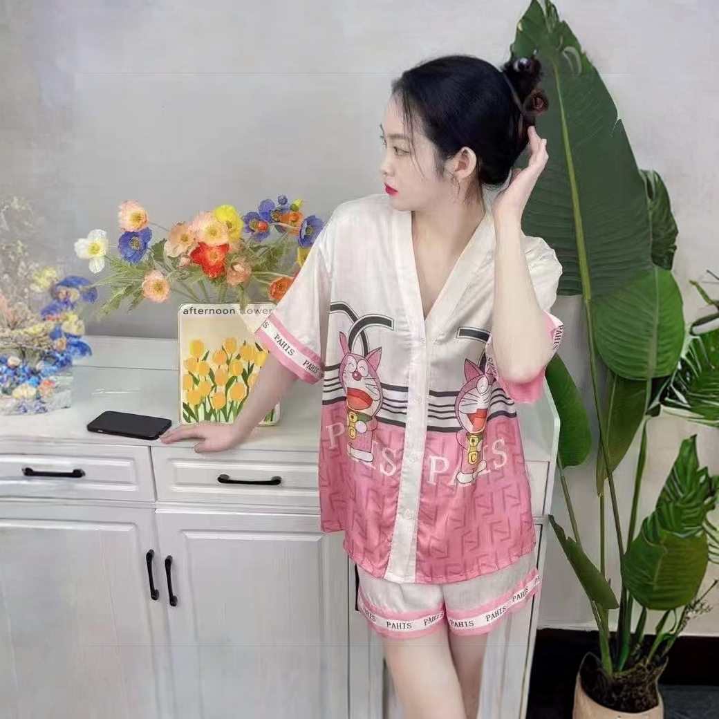 冰雪丝家居服睡衣三件套粉