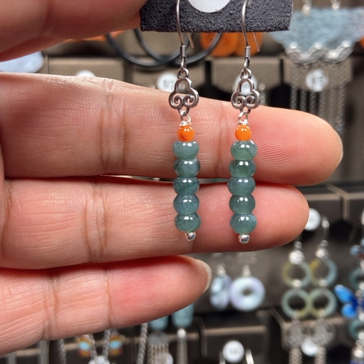 【闪购商品】翡翠耳饰银S925镶嵌耳饰