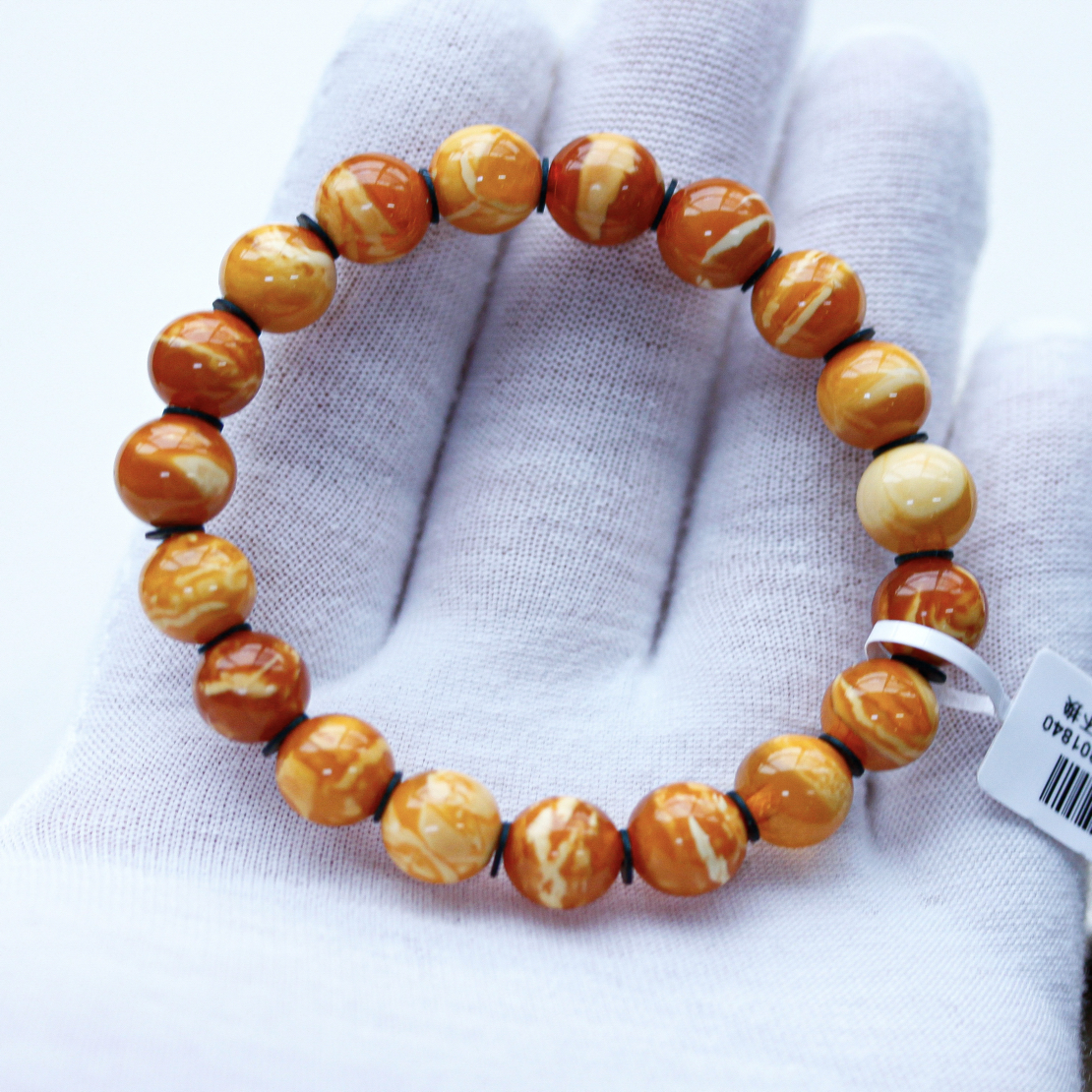 10mm极致回流红皮老花蜡圆珠蜜蜡手串11.45克 甄选红皮妖花收藏级