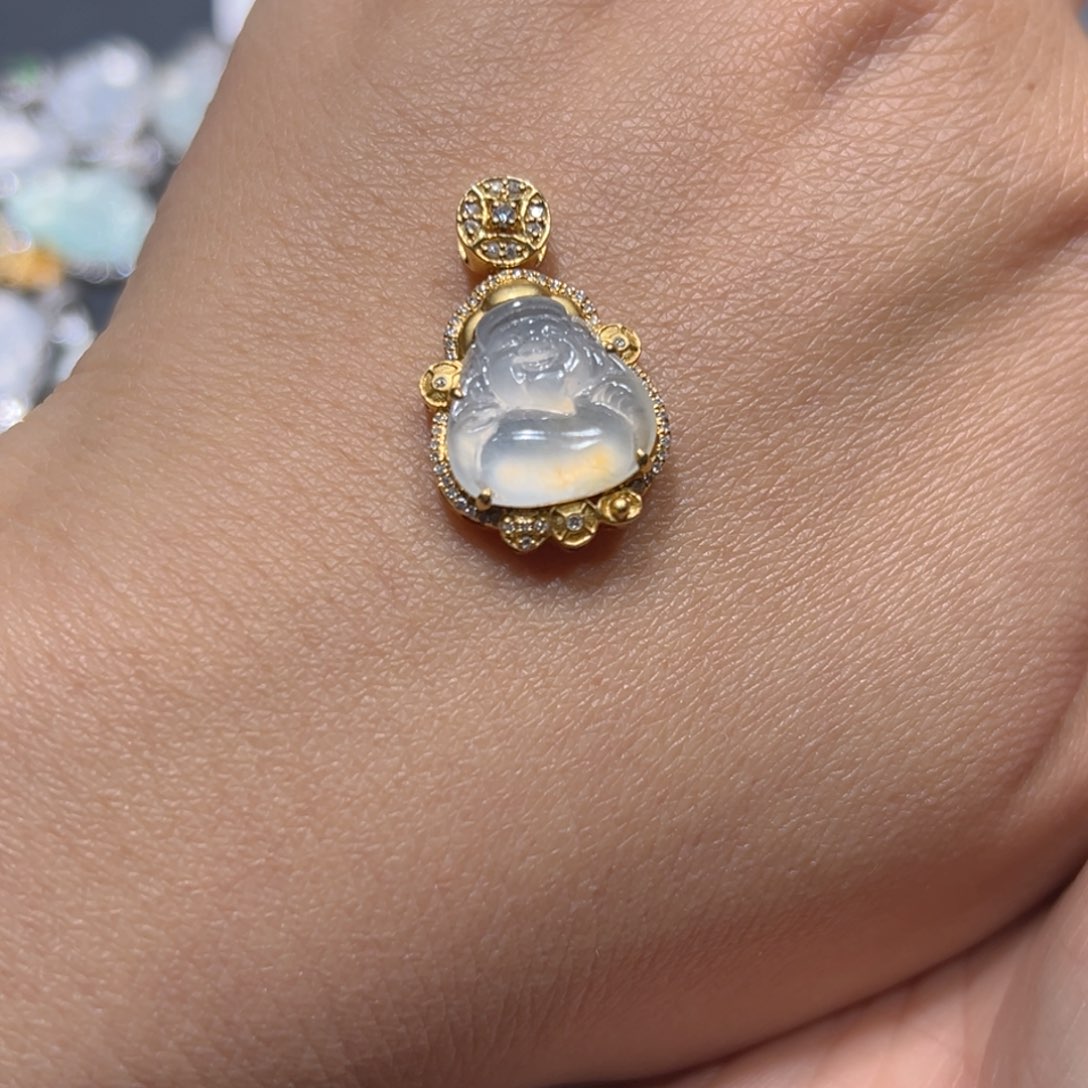 翡翠颈饰18K金镶嵌小**…吊坠