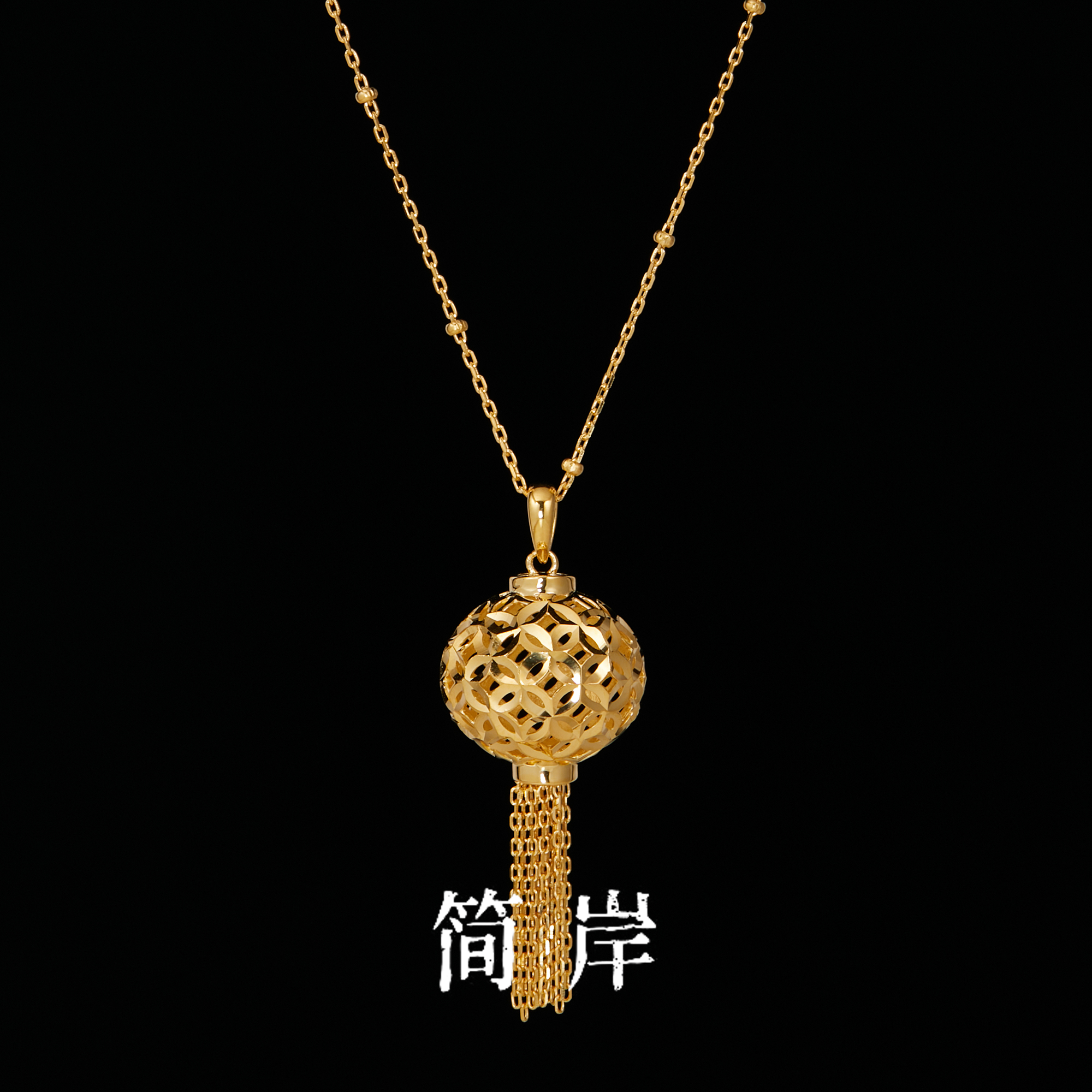 坠链均925银 S925银 铜钱灯笼吊坠项链