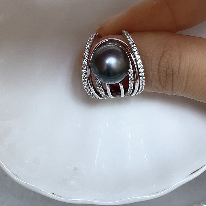 海水珍珠戒圈银S925镶嵌