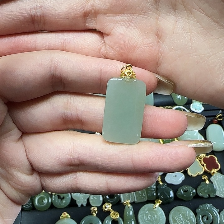 和田玉颈饰银S925镶嵌