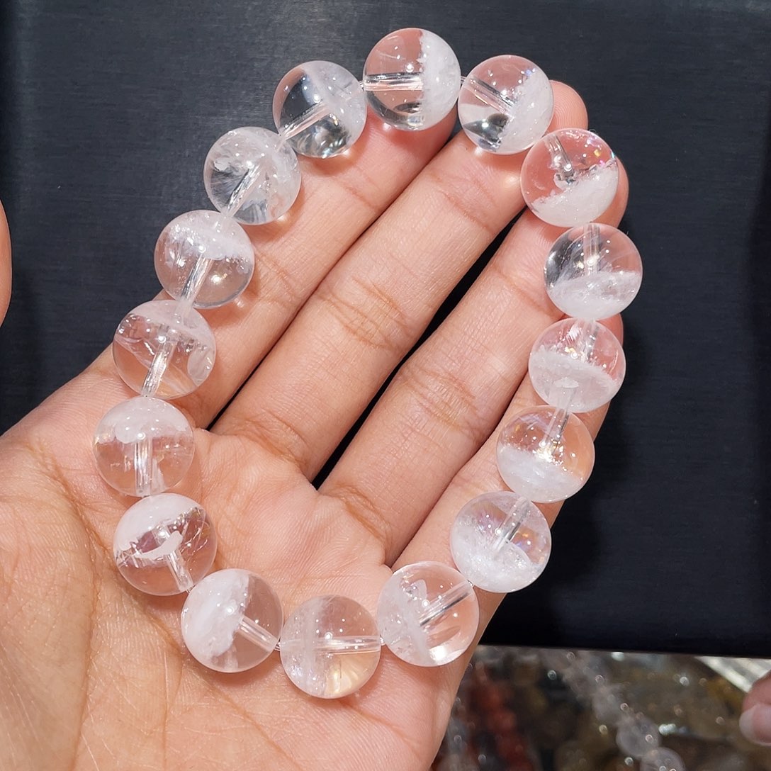 未镶嵌水晶手链聚宝盆白幽灵13mm
