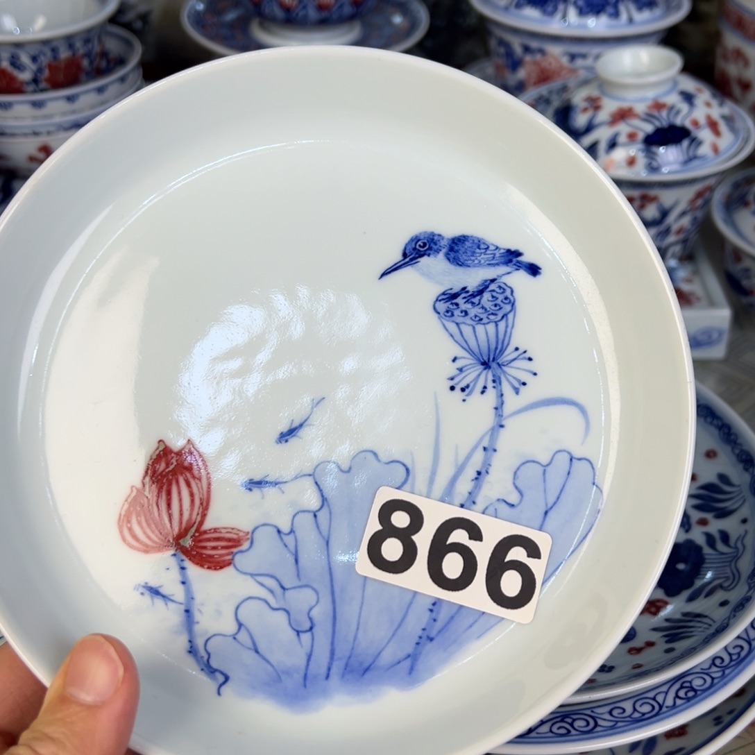 杯青花釉里红釉下