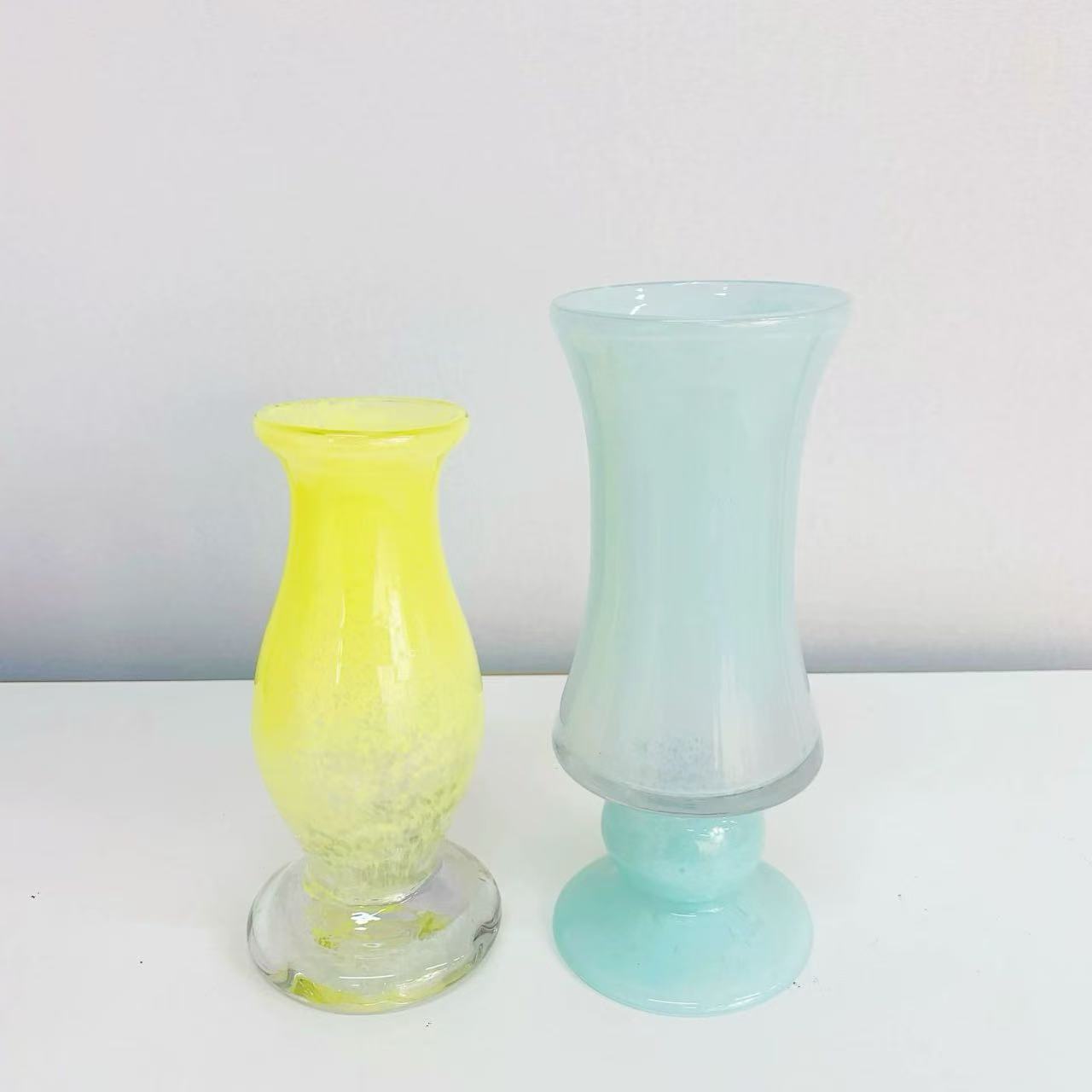 琉璃小花瓶高脚圆肚高级感法式复古花器摆件