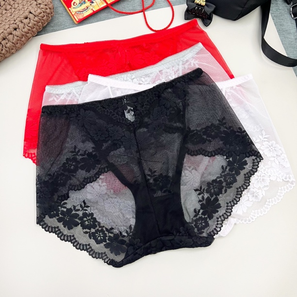 薄款加肥码【伊微底裤女内裤】中高腰蕾丝透气夏季女士舒适透气凉爽