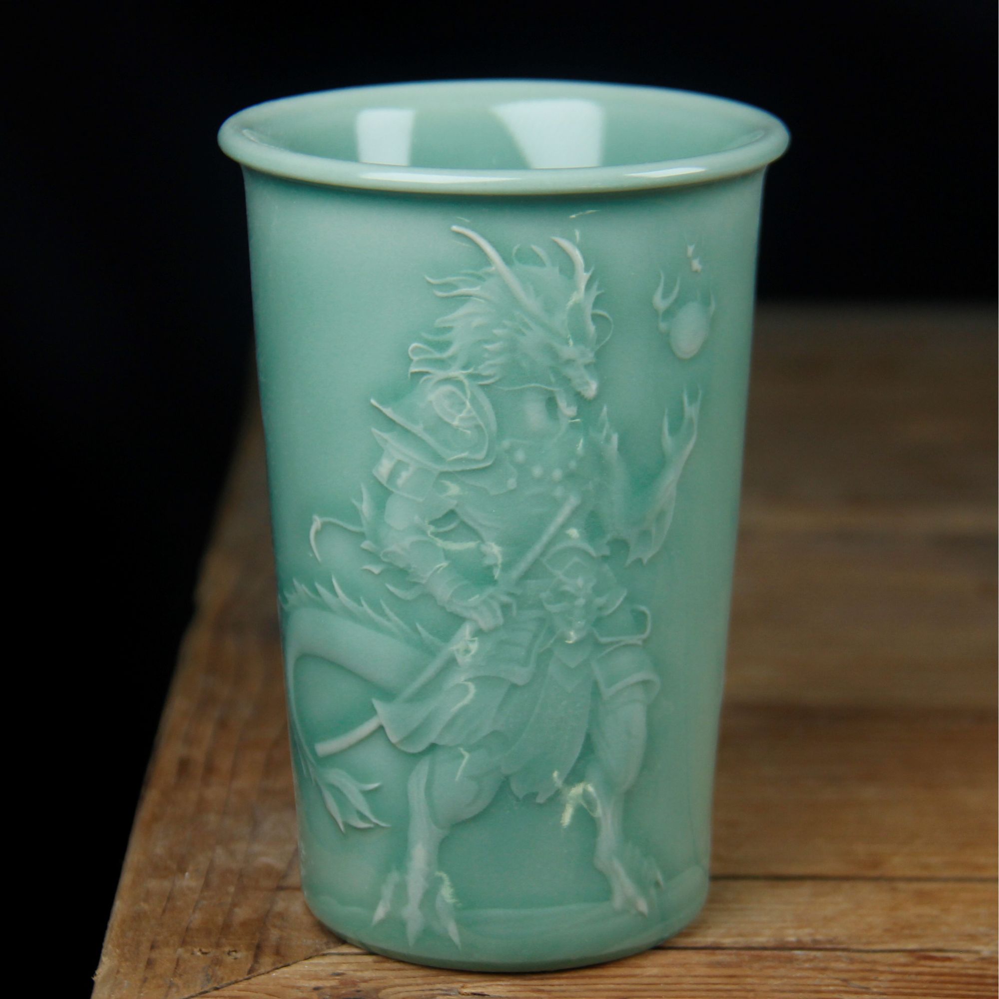 龙泉青瓷梅子青十二生肖可乐杯350ml