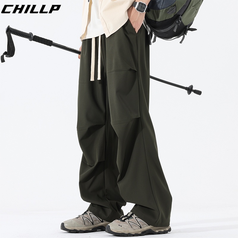 CHILLP冲锋裤春秋季男女同款情侣美式工装裤宽松阔腿显高直筒长裤
