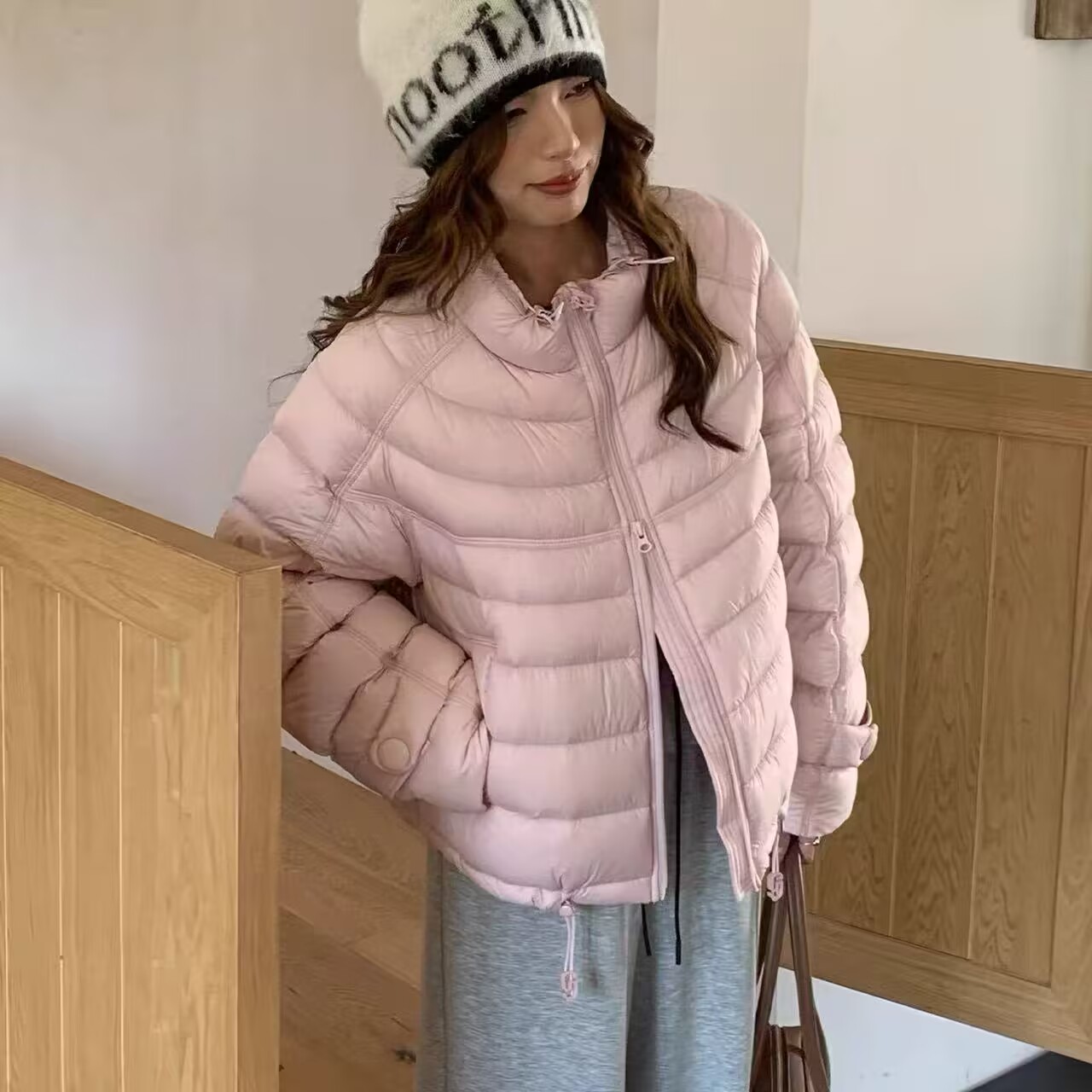 秋冬季上衣宽松型女常规款立领棉服甜美风厚款2681#