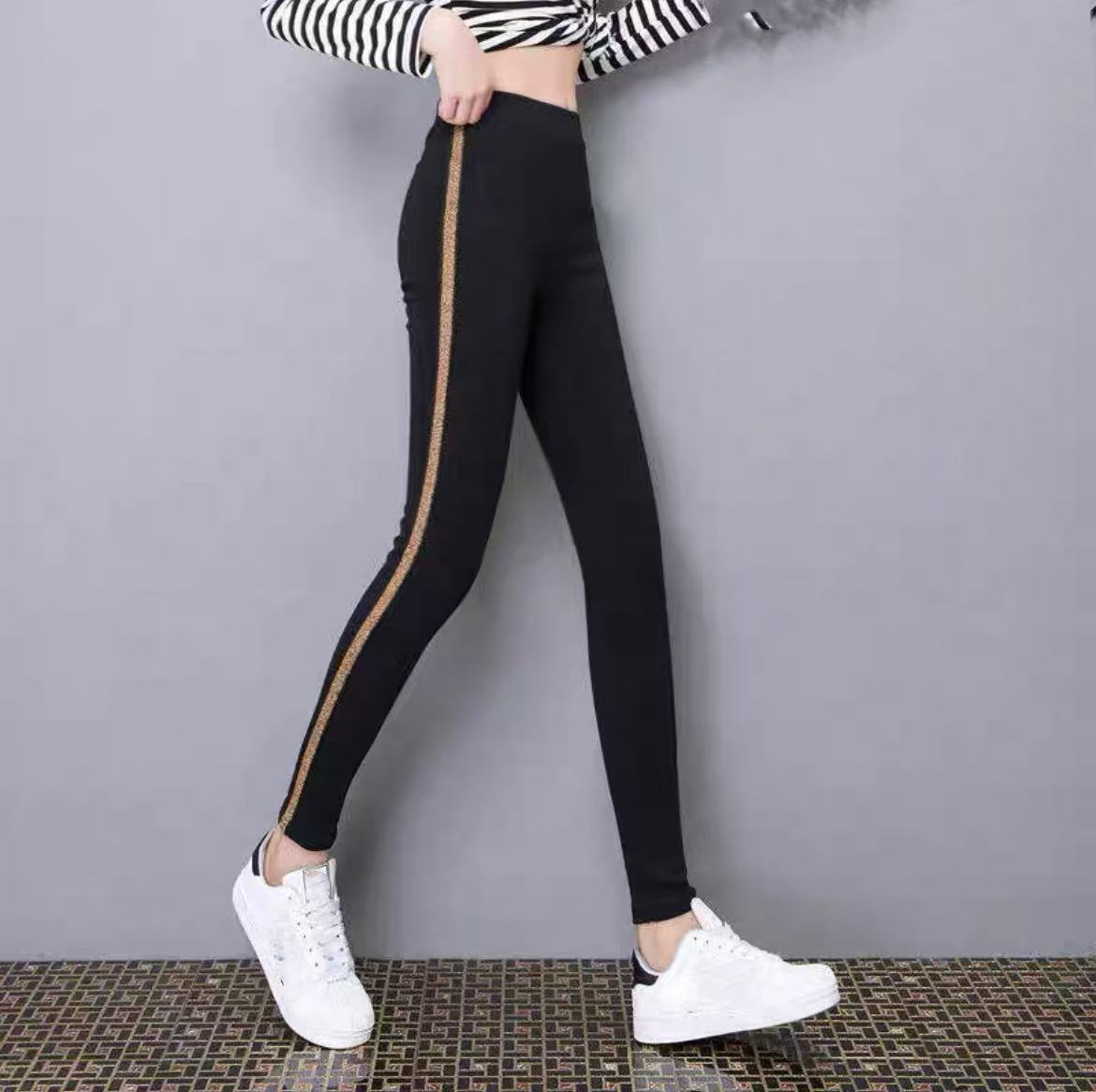 【新款】裤子时尚百搭气质休闲简约显瘦轻奢宽松女装2461[BLK]Q