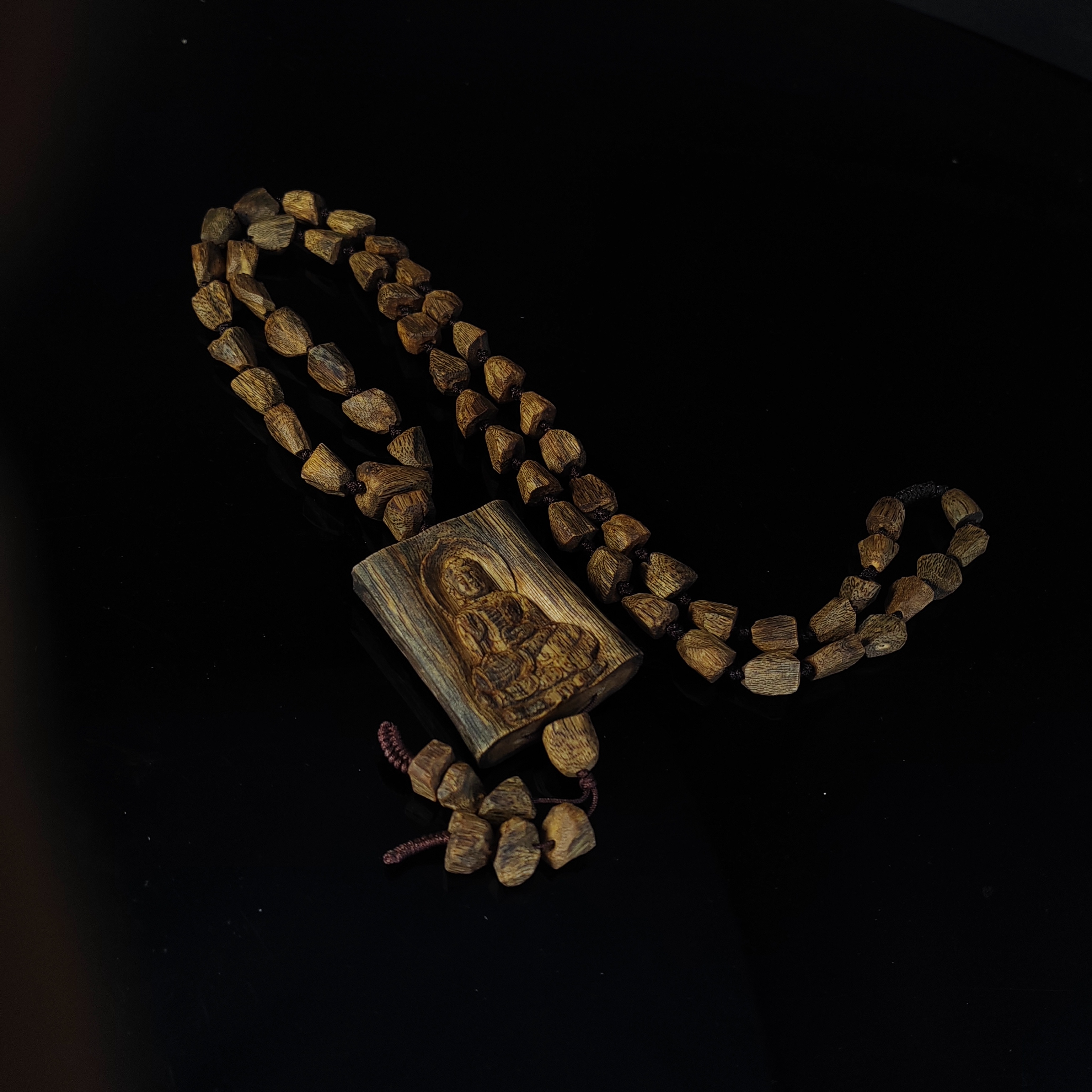 莺歌绿绿棋老料沉香雕刻【阿弥陀佛】花蜜清甜男女毛衣正宗沉香手串