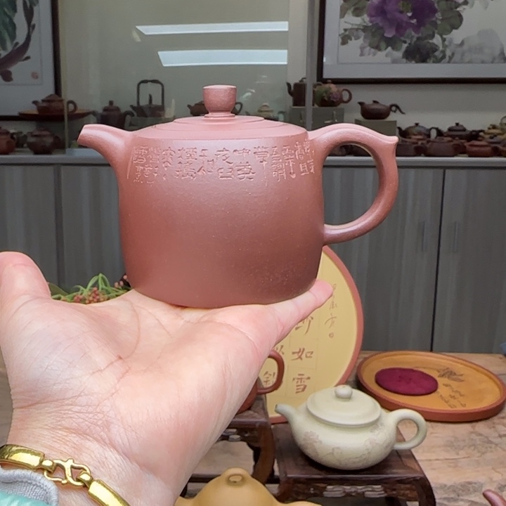 紫砂茶壶紫泥高井栏壶