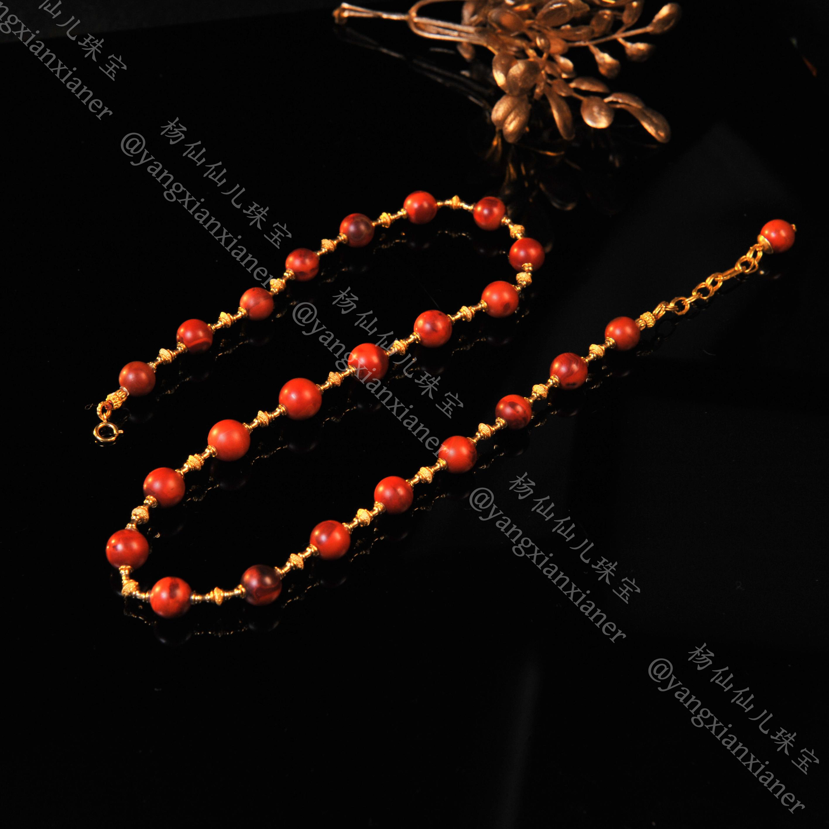 【杨仙仙珠宝】18K镶嵌南红项链-5356