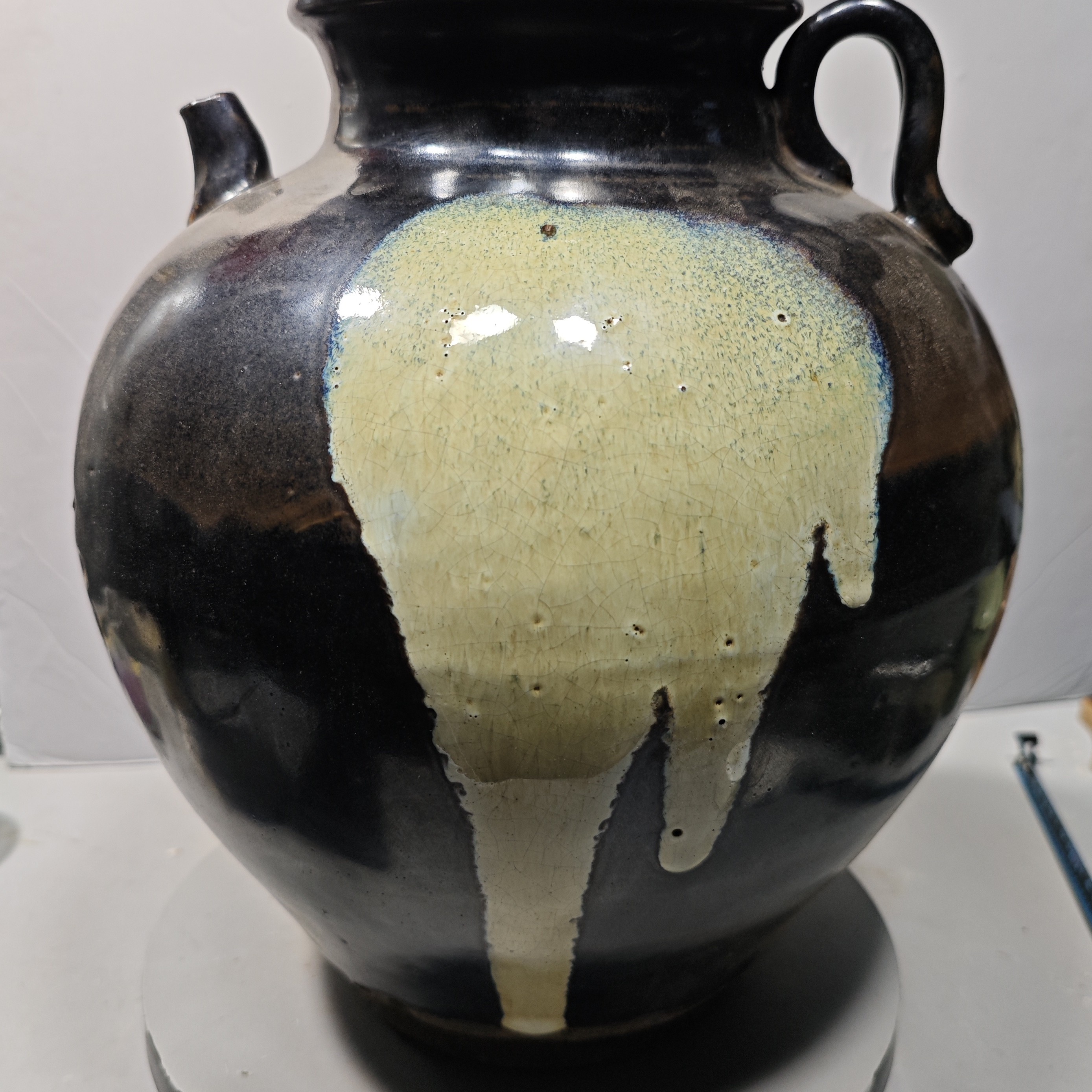 花形美观大方唐钧鲁山复古罐子古陶瓷纯手工精美柴窑工艺品黑色