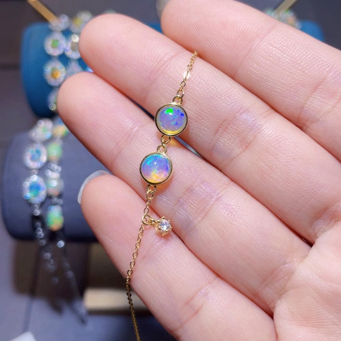 欧泊手链）银S925镶嵌P***?