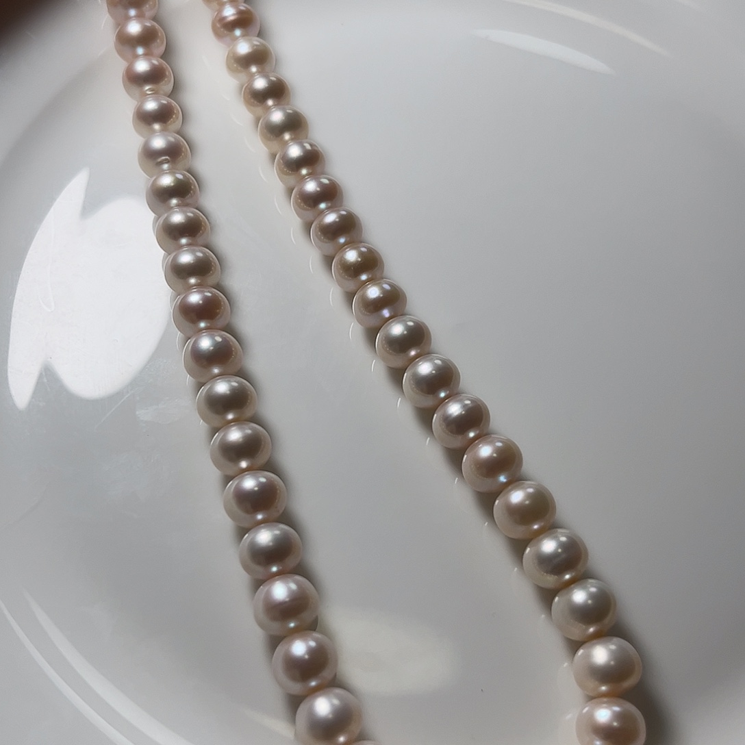 淡水珍珠颈饰未镶嵌9左右极光天女粉细节优秀