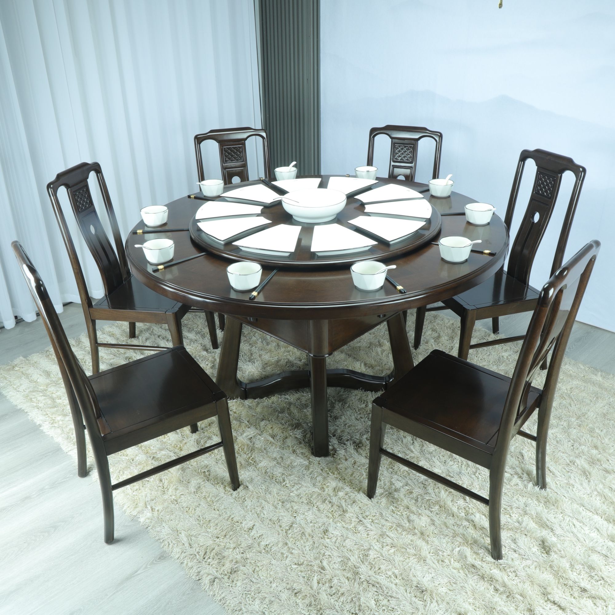 雀岩新款餐桌棋牌桌两用圆桌全自动高档饭桌茶桌家用麻将桌多功能