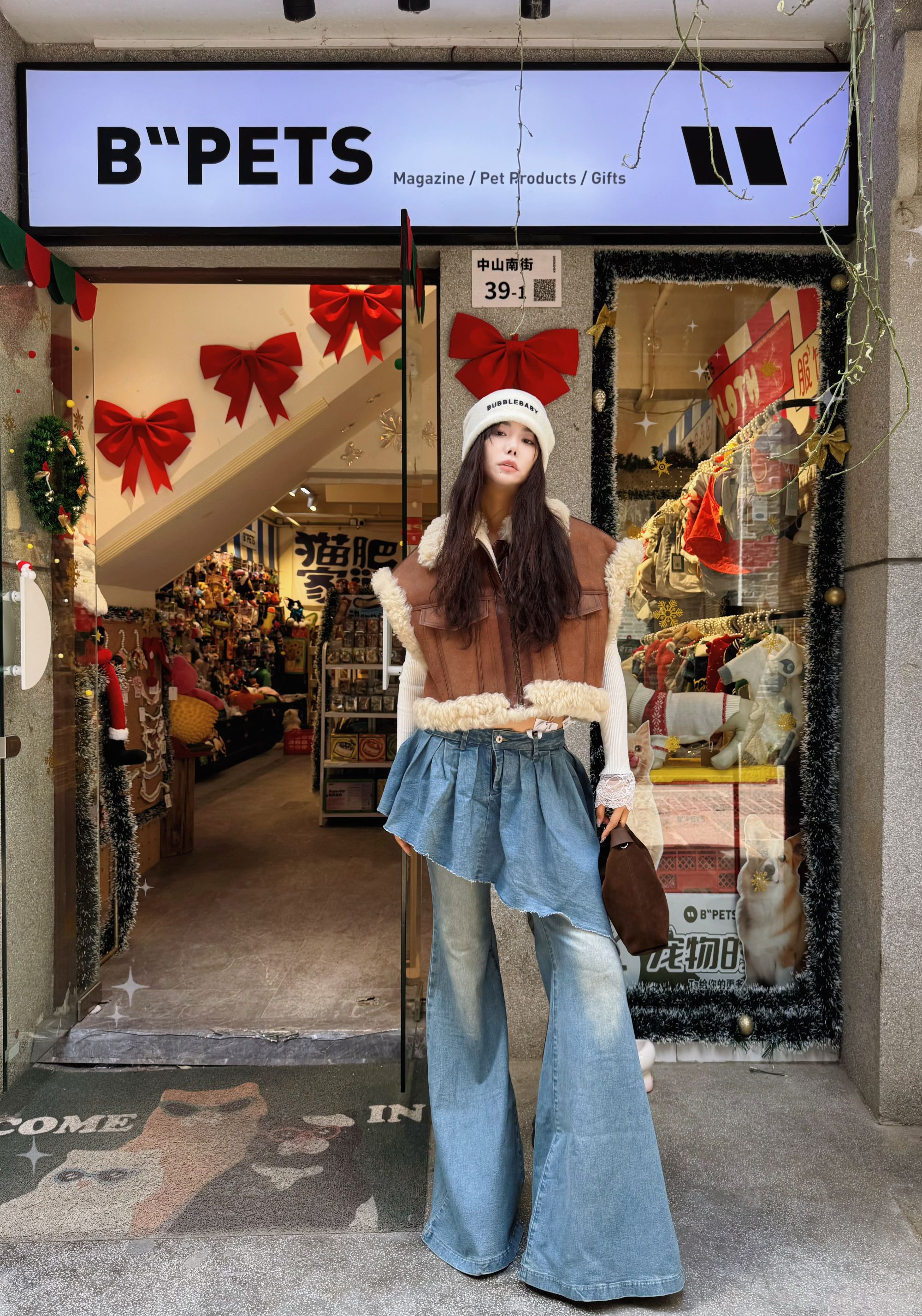 【弓ECHO】原创高定秋冬新款进口麦斯大美皮毛撞色慵懒美式复古马甲