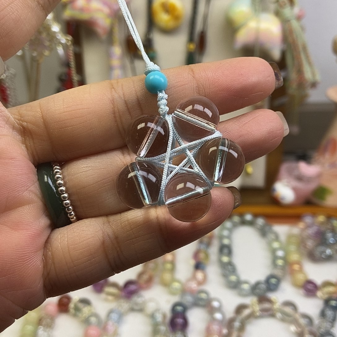 石英石纯铜琉璃星星挂件