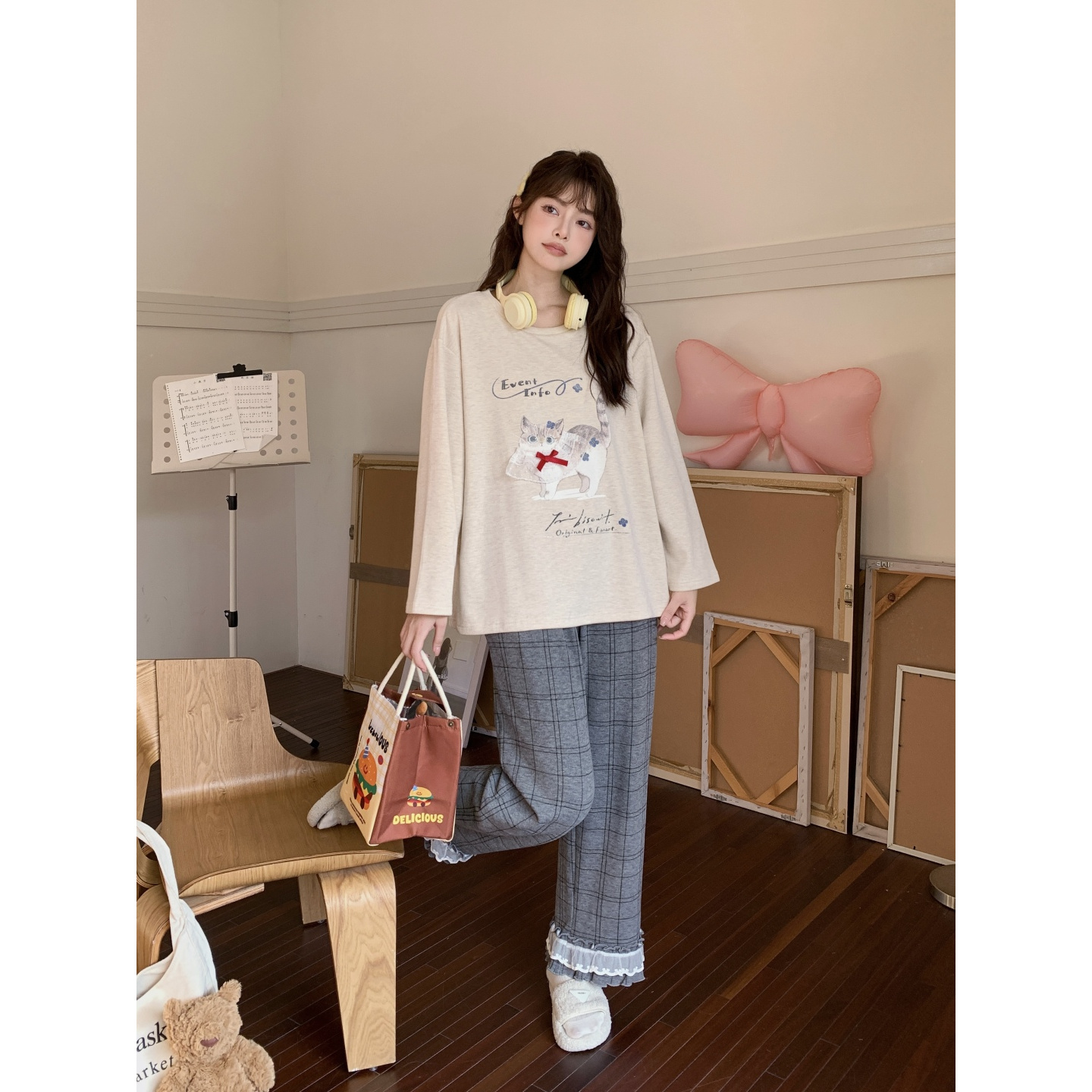 芊芬精选合集 秋冬女士睡衣塔娜绒 休闲长袖长裤圆领家居服冬