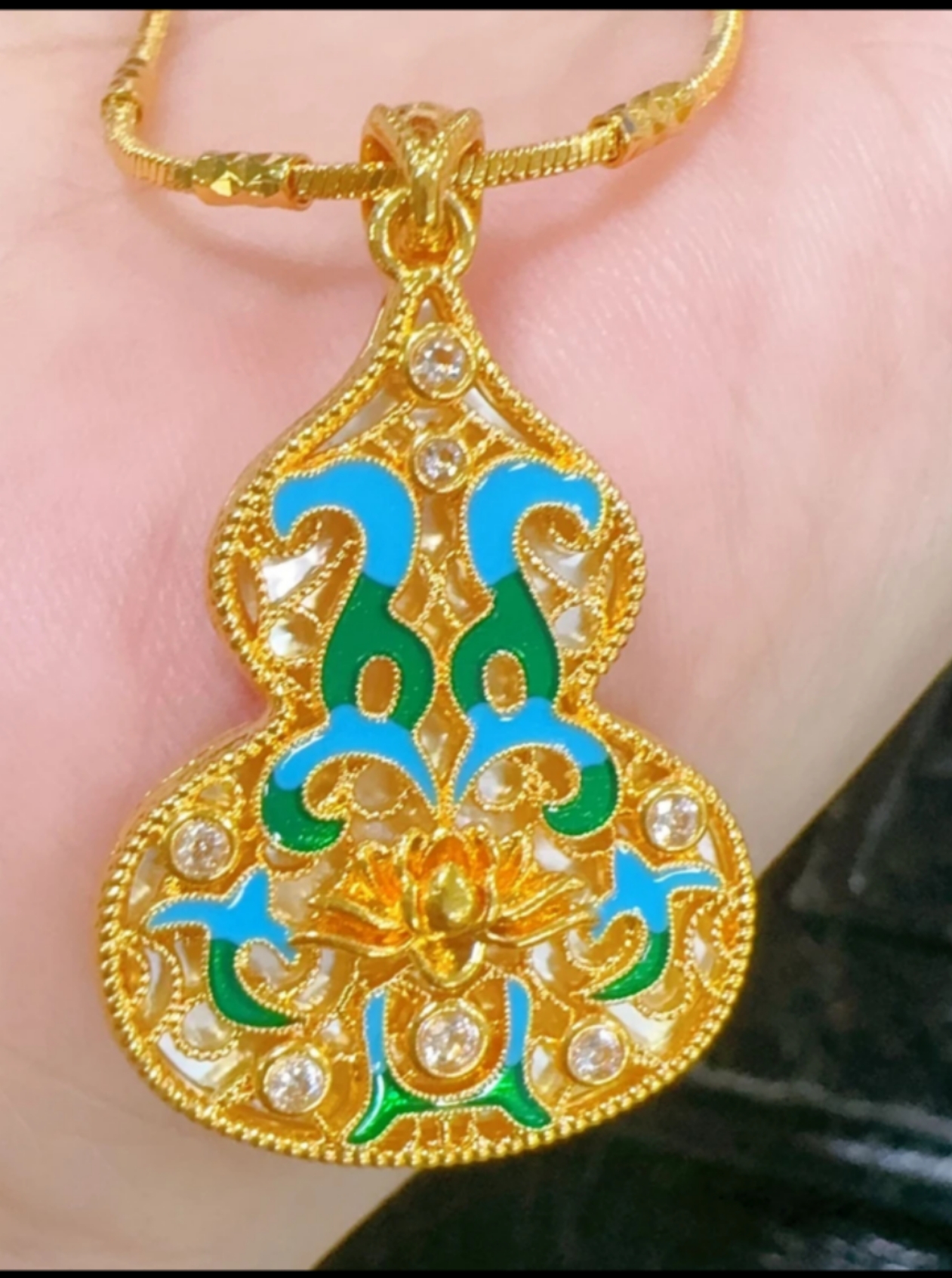 合金珐琅吊坠 （防敏敏0金珐琅烧蓝福禄寿葫芦