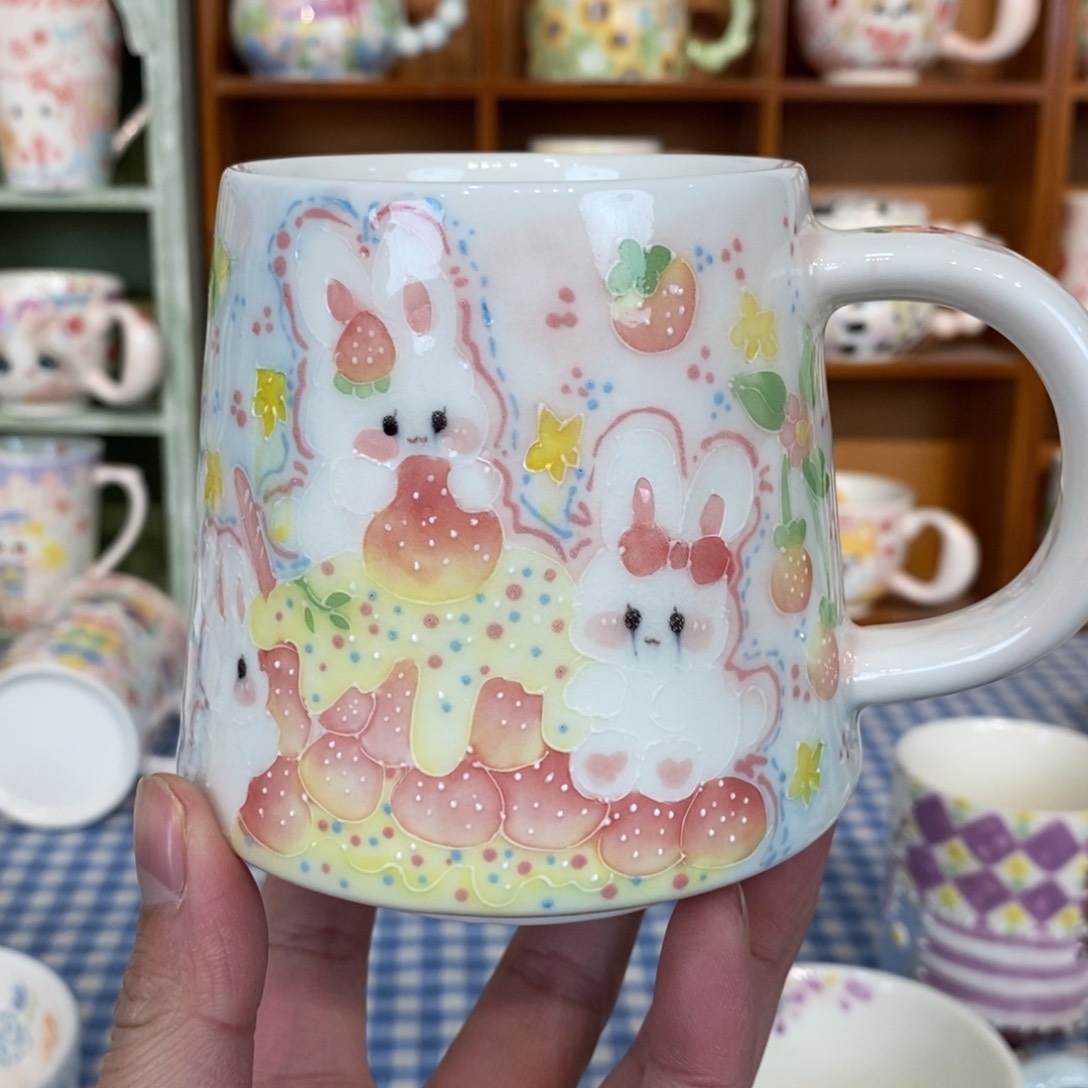 瓷片草莓蛋糕马克杯微瑕