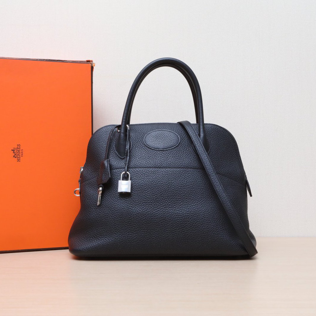 95新 Hermes/爱马仕 小花姑姑053677 保龄球包 31 89黑色 C刻