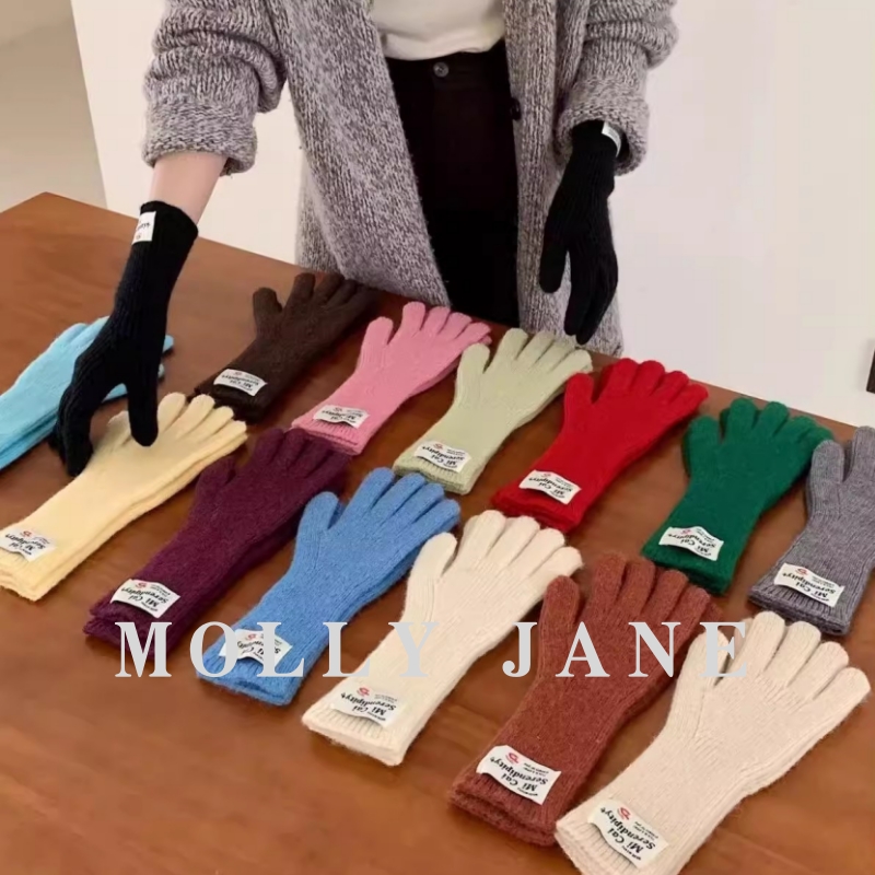 羊毛针织女手套冬季新款露指触屏骑行保暖韩系长款时尚手套ST-202