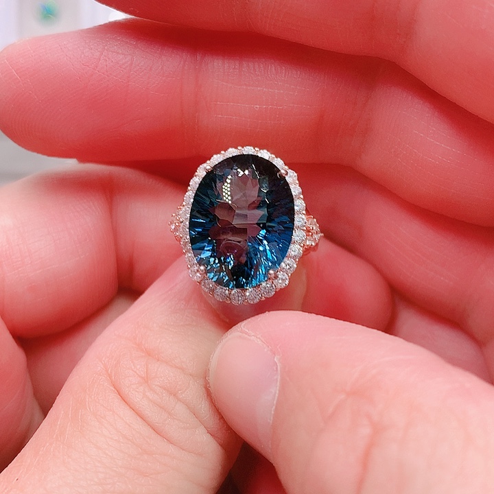 托帕石戒指银S925镶嵌