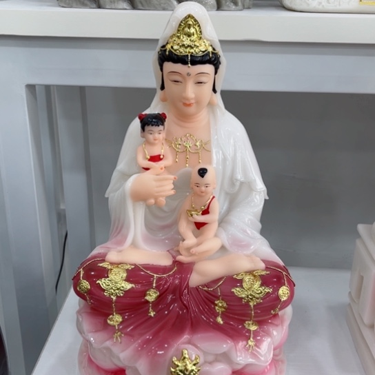 【闪购商品】玉16寸汉白玉空心送子观音