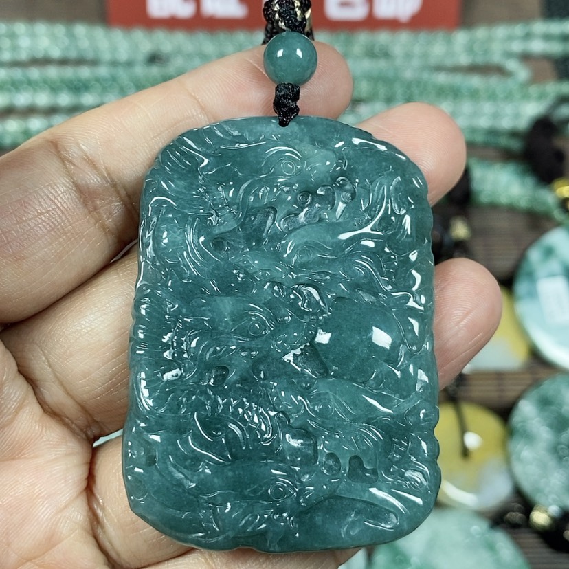 【闪购商品】翡翠颈饰未镶嵌誉****心玉吊坠翡翠玉双面九龙牌