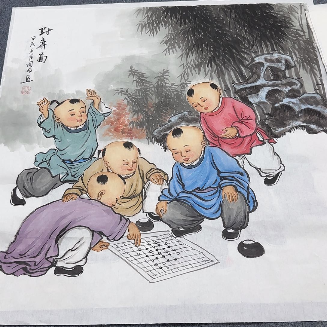 国画尺寸70X70手绘作品 