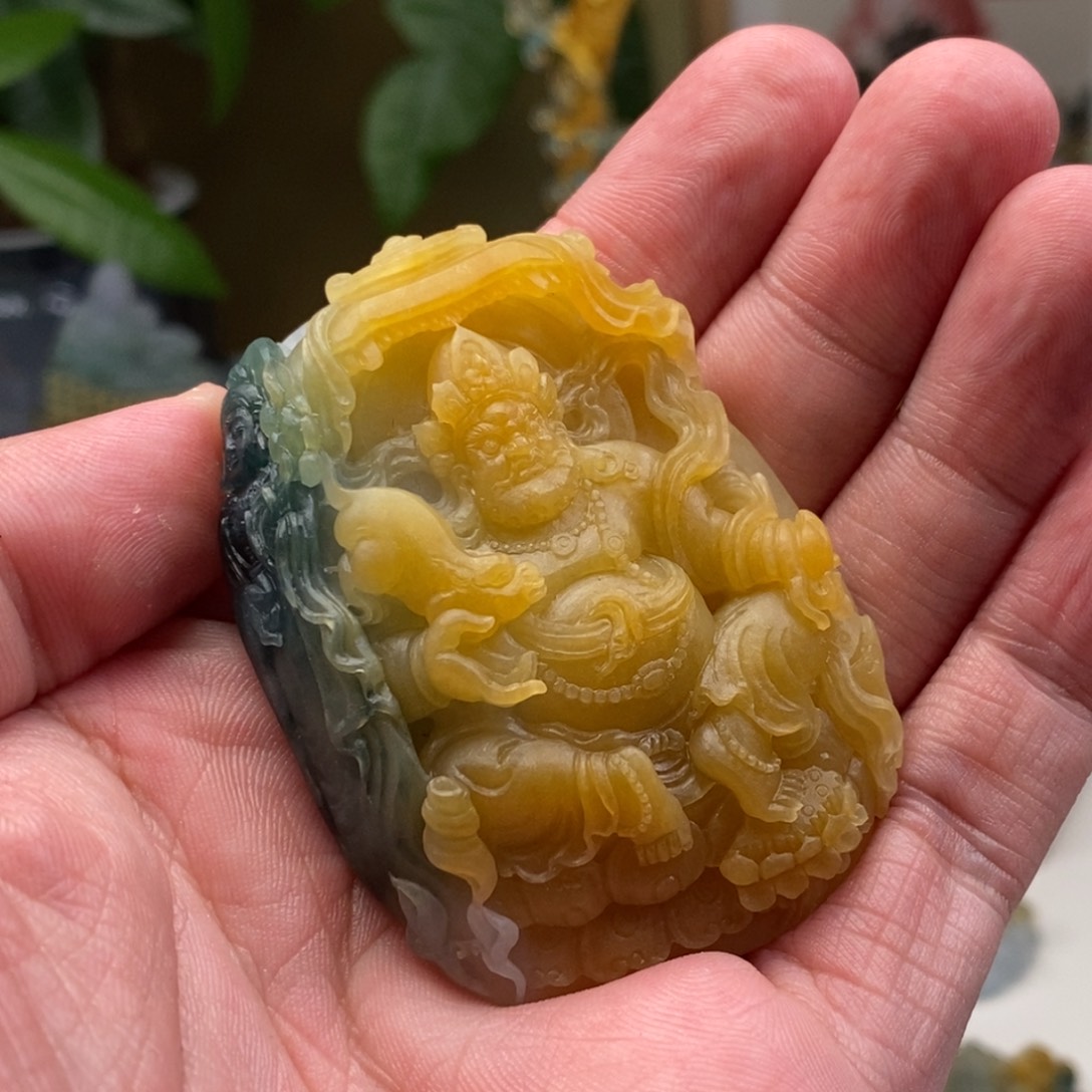 ****哥定制翡翠未镶嵌缅甸翡翠黄财神