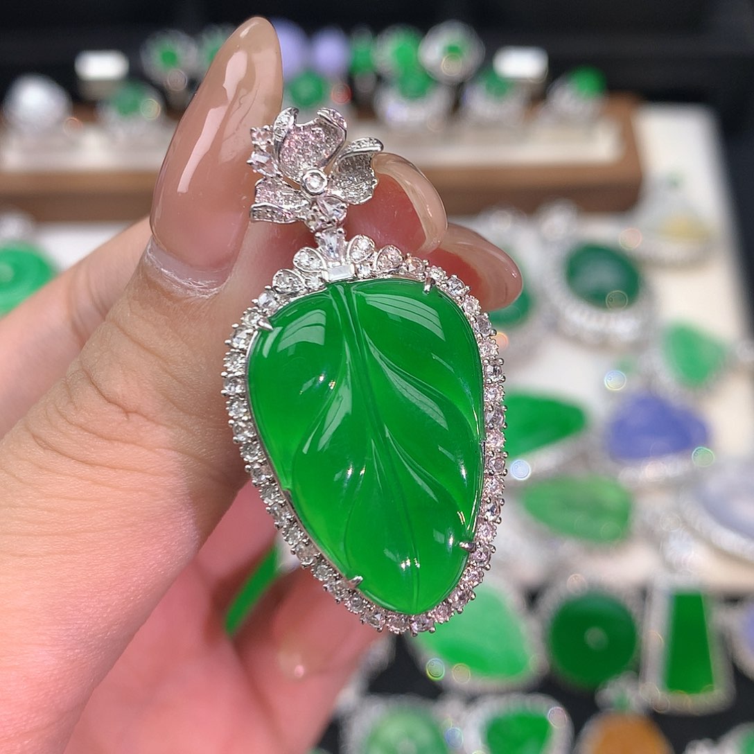 翡翠颈饰18K金镶嵌11111111