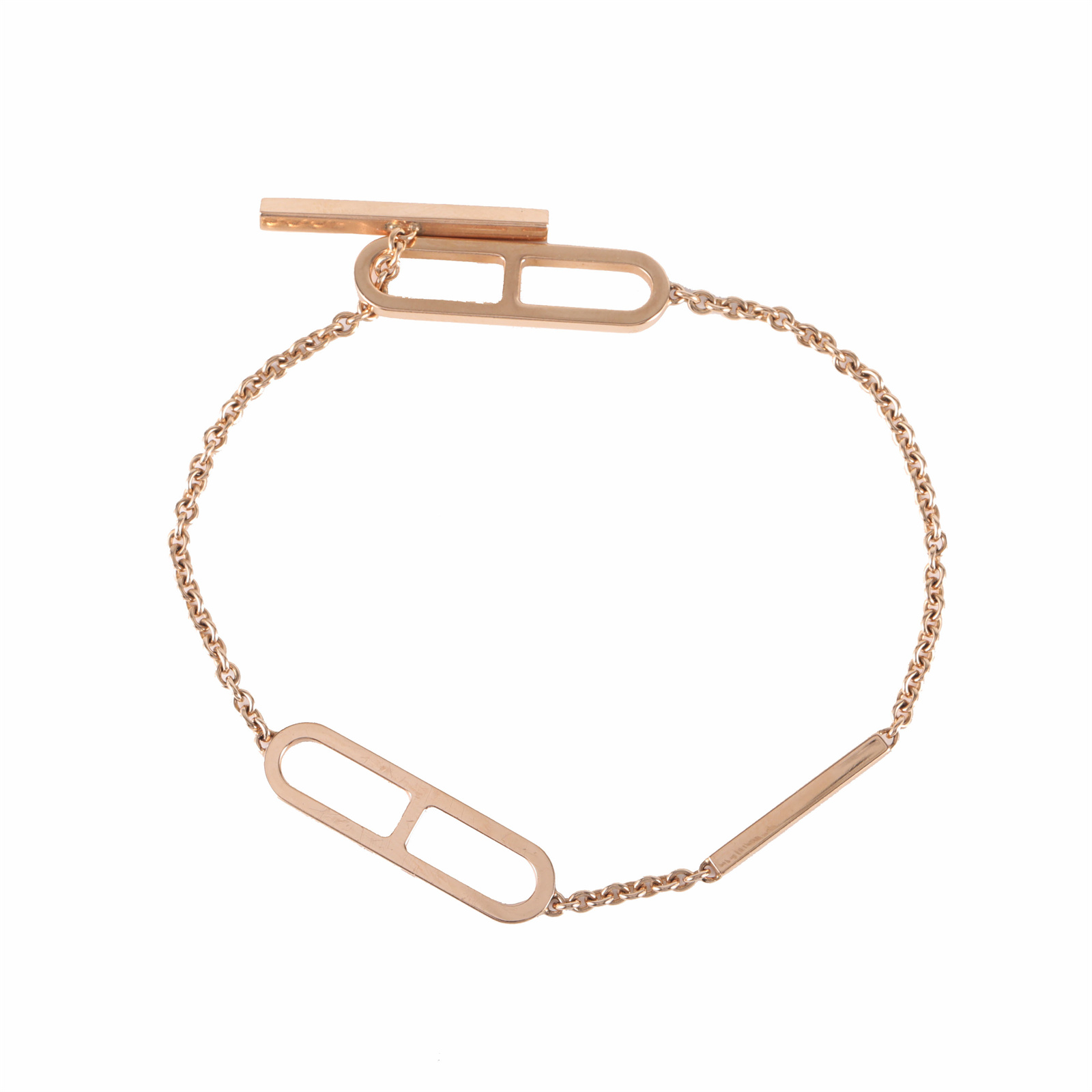 95新 Hermes/爱马仕 大头活动 玫瑰金Chaine d Ancre 猪鼻子手链 
