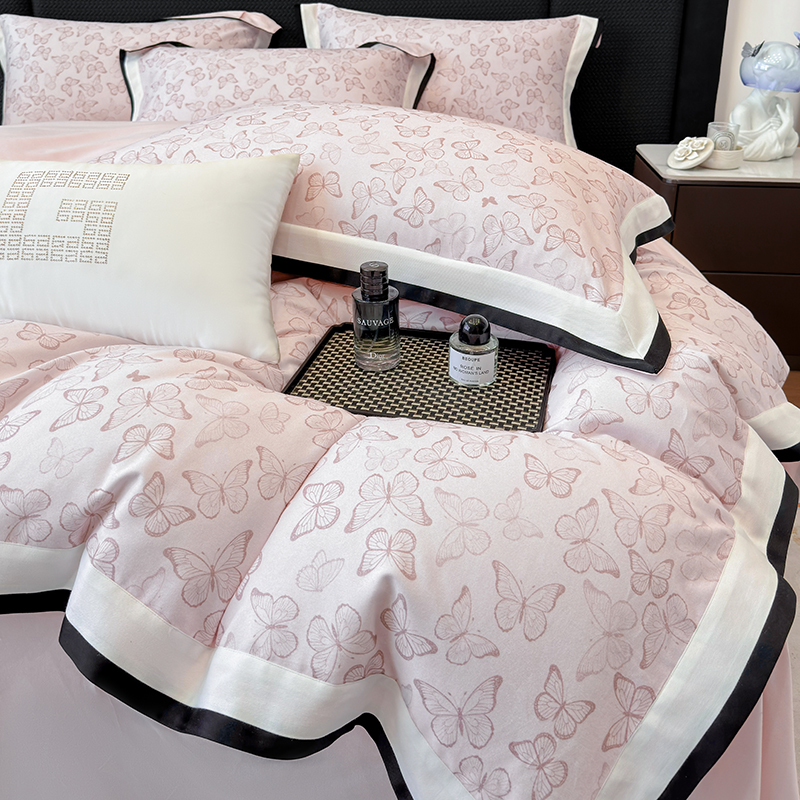 高级感A类全棉长绒棉磨毛印花四件套轻奢100纯棉秋冬加厚保暖床品