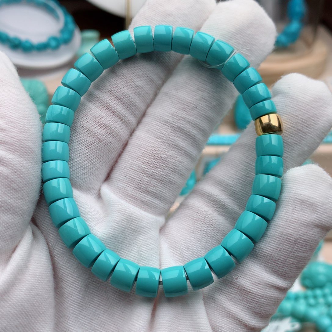 绿松石珠宝奇石未镶嵌7mm